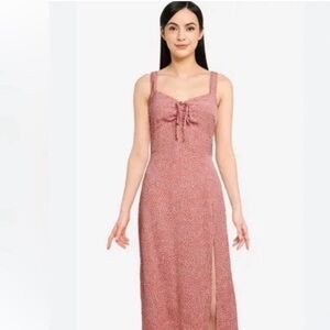 Abercrombie Rose-Mauve Tie-Front Midi Dress